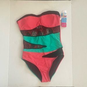NWT Bandeau One-piece Swim Suit - size Medium